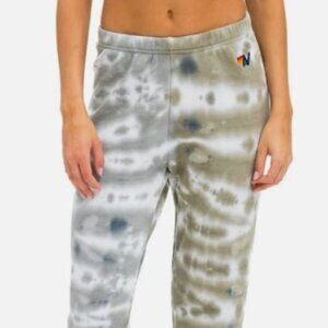 Aviator nation olive & grey Tie-Dye sweatpants size small NWT